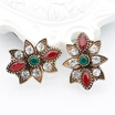 SUNSPICE MS Fashion Women Stud Earrings Ethnic Resin Bridal Jewelry Flower Crystal Earring Antique Gold Color Indian Bijoux Gift