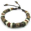Hpolw Mens Womens Ceramic Rope Bracelet Tribal Fit 7-9 inch Adjustable Green Brown