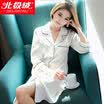Arctic velvet nightdress female ice silk four seasons princess sweet spinning silk short-sleeved pajamas ladies Korean version of the thin section home service sexy pajamas Navy XXL
