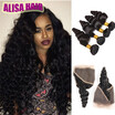 Grade 7A Raw Indian Virgin Hair Loose Wave With Frontal Ear to Ear Closure Remy Human Hair Bundles With Lace Frontals Bundles With Frontal
