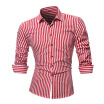 Mens Printed Striped T Shirt Casual Long Sleeve Shirt Tops