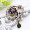 Luxuries Turkish Water Drop Brooches For Women Jewelry Antique Gold Color Resin Rhinestone Brooch Broches Ladies Ethnic Pins