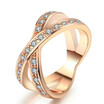 Vintage 2 Round Cross Cubic Zirconia Finger Rings Rose Gold Color Fashion Brand Crystal Jewelry For Women R046