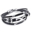 Hpolw Mens Womens Leather Bracelet Love Infinity Charm Cuff Bangle Black Silver