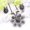 Vintage Turkish Peacock Jewelry Sets For Women Antique Gold Color Resin Earrings Rhinestone Long Necklace India Bridal Jewelry