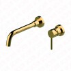 Vouruna Luxurious Golden Single Handle In Wall Bathroom Faucet Mixer Trim Tap Bathroom Vessel Sink Basin Set Solid Brass