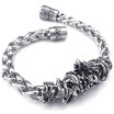 Hpolw Mens Stainless Steel Bracelet Biker Gothic Dragon Silver