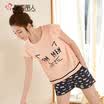 Urban front still mens pajamas cotton short-sleeved shorts fresh Korean version of the home service suit FH7001 light gray strip L