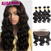 Brazilian Virgin Human Hair Body Wave With Lace Frontal Closure 4 Bundles With 13x4 Ear to Ear Lace Frontal Closure 4 Bundles With