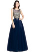Tulle Beaded Crystal Long Prom Evening Bridesmaid Dress Cocktail Pageant Cocktail Formal Gown