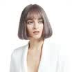 Lace Front Human Hair Short BOB Wigs With Smoke Gray Straight Wig For Women