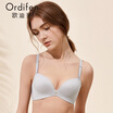 Ou Difen no steel ring bra 2018 spring&summer new smooth no trace bra one-piece gathered bra XB8528 birch gray 80A