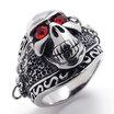 Hpolw men black&silver Stainless Steel Skull Mens rubies skeleton Ring