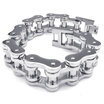 Hpolw Mens silver Stainless Steel Bolt buttoned Bicycle-chain Heavy Wide Biker Bracelet