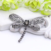 Vintage Black Dragonfly Brooch Women Insect Jewelry Hollow Out Rhinestone Brooches Broches Ladies Lapel Hijab Scarf Banquet Pin