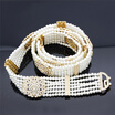 Luxuriant Women Beaded Waist Chain Medieval Noble Belt Adjustable Length Jewelry India Bridal Nigeria Wedding Hollow Flower Belt