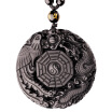 Natural Obsidian Bagua Longfeng Brand Necklace Pendant Men&women Marriage Peach Blossom Crystal Lucky Pendant