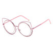 New Design Fashion Sexy Cat Eye Sunglasses Women round lenses Coating Reflective Mirror Diamond Decoration Glasses Female Shades