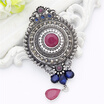 Fashion Egyptian Women Round Water Drop Brooch Pins Antique Silver Color Resin Corsage Jewelry Turkish Bridal Indian Wedding Pin