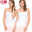 Three guns cotton ladies slings skin rib stretch cotton solid color sling vest 2 pcs white white L