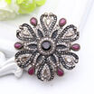 Gorgeous Rhinestone Brooches pins For Women Flower Resin Crystal Broches Brooch Turkish Lapel Hijab Pins Indian Bride Jewelry