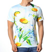 Fashion Mens O-neck Tops Yellow Flower Print Pullover T-Shirts