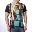 Fashion Mens O-neck Tops Cello Print Colorful Pullover T-Shirts