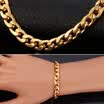 Pulsera de cadena amarilla de oro 18K con enlace de cobre