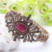 Exquisite Turkish Women Antique Gold Color Bangle&Bracelet Resin Rhinestone Jewelry Bangles Hollow Flower Pulseirsa Feminino