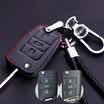 Huashi public key package leather key bag buckle set car accessories B section folding three keys black black line