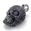 Hpolw Mens Gothic Biker Tribal Stainless Steel 316L Black SkullSkeleton Pendant Jewellery Black Stone Necklace18-26 inch Chain