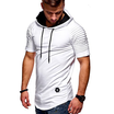 Summer Mens Casual Tops Fashion Short Sleeved T-shirt Solild Color Fold Round Neck Hooded Pullovers Clothes Mens T-shirt