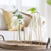 Yonago hogar creativo metal geométrico soporte de flor jarrón de vidrio transparente planta verde verde plantador de agua decoración traje de dos piezas con ramo de flores