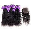Nig Cute Hair Brazilian Kinky Curly Human Hair Bundles With Lace Closure Brazilian Curly Virgin Hair Weave Extensions With Closure