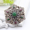 Vintage Turkish Brooch Pendant Dual-Purpose Women Ethnic Jewelry Retro Gold Color Flower Rhinestone Brooches Broches Hijab Pin