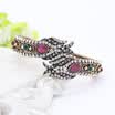 Luxuriant Turkish Women Tulips Flower Bracelet Cuff Antique Gold Color Resin Jewelry Rhinestone Bangle Hollow Arabesque Bijoux