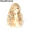 WoodFestival rubio negro rojo rizado largo peluca rubia con flequillo pelucas de pelo sintético mujeres peluca fibra resistente al calor cosplay peluca