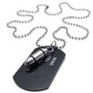 Hpolw New unique Designer Mens Military Army Style Black Dog Tag Pendant Silver Bullet NecklaceColor&Black&Silver27 inch Chain