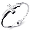 Hpolw Womens silver Stainless-Steel Cubic-Zirconia Steel Cross Bracelet&deft design heart-patter couples crystal Bracelet