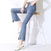 2018 New Spring Autumn Bootcut Jeans Women Ankle-length Korean Style Slit High Waist Elastic Jeans Female