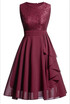 Womens Vintage Sleeveless Ruffles Belt Floral Lace Bridesmaid Chiffon Dress Homecoming Dress