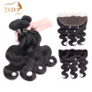 JSDshine Body Wave with Frontal Brazilian Virgin Hair 4 Bundles with 13x4 Lace Frontal Thick&Soft Human Hair Extensions