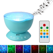 TOMNEW Remote Control Night Light Ocean Wave Projector 7 Colorful Ceiling Mood Lamp with Bulit-in Speaker Music Player For Room