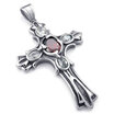 Hpolw Mens&Womens Stainless Steel Casting Red&White Crystal Cross CZ PendantSterling Silver Cross Pendant 18-26 inch Chain