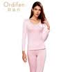 Ou Difen warm suit ladies underwear long sleeve round neck solid color modal warm suit XW6101 white wax gray XL