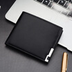 New Fashion Mens Casual Toothpick Iron Edge PU Short Wallets Purse Money Clips