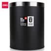 Deli 9 Office home classic round straight barrel stainless steel trash can paper basket cleaning bucket black with pressure ring