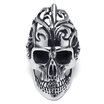 Hpolw Large Biker Mens Fashion Vintage Jewelry Skull Ring Gothic Skull 316L Stainless Steel Punk silver&black ring