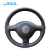 LUNDA Black Artificial Leather car Steering Wheel Cover for Volkswagen Golf 4 Passat VW B5 Polo hand-stitched Steering Wheel Cover
