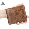 BULLCAPTAIN 100 Genuine Leather Wallet Fashion Short Bifold Men Wallet Casual Soild Male Wallets With Coin Pocket Purse